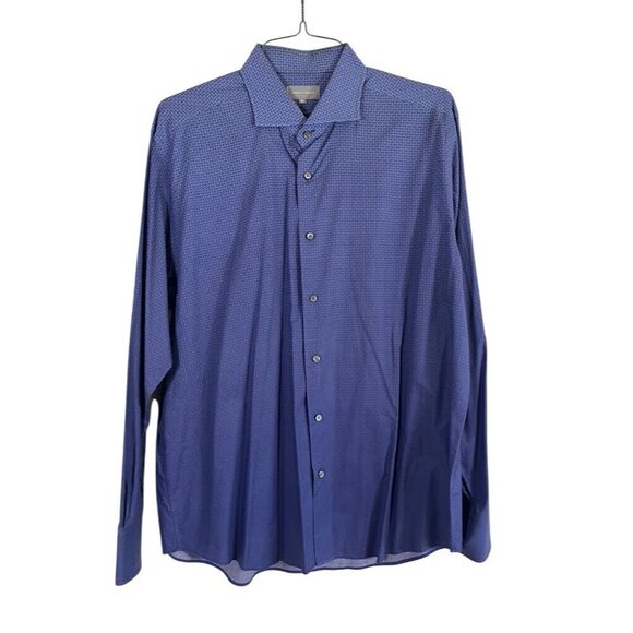 Neiman Marcus Floral Shirt XL Blue Preppy Luxury Career Classic Retro Resort - Picture 1 of 13